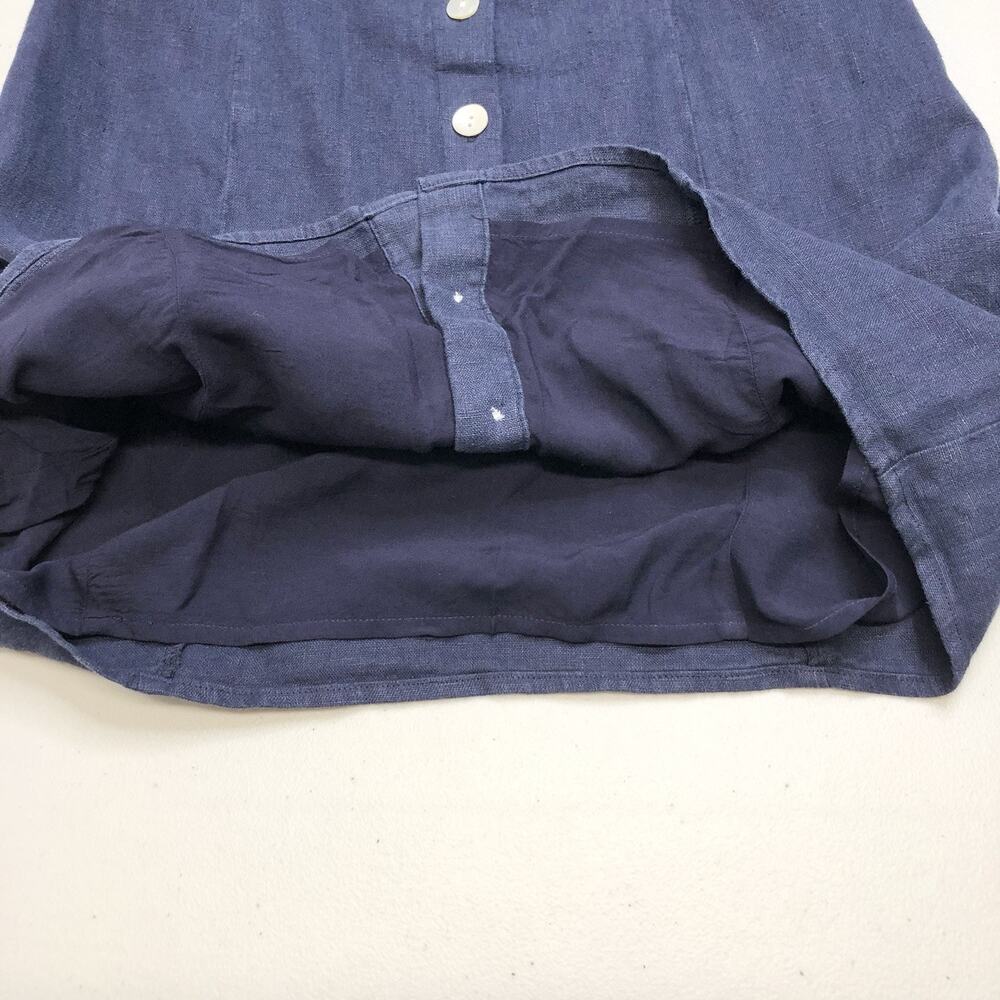 Bella Dahl Square Neck Button Front Mini Dress XS Italian Navy Linen MSRP 194$ - Picture 8 of 12